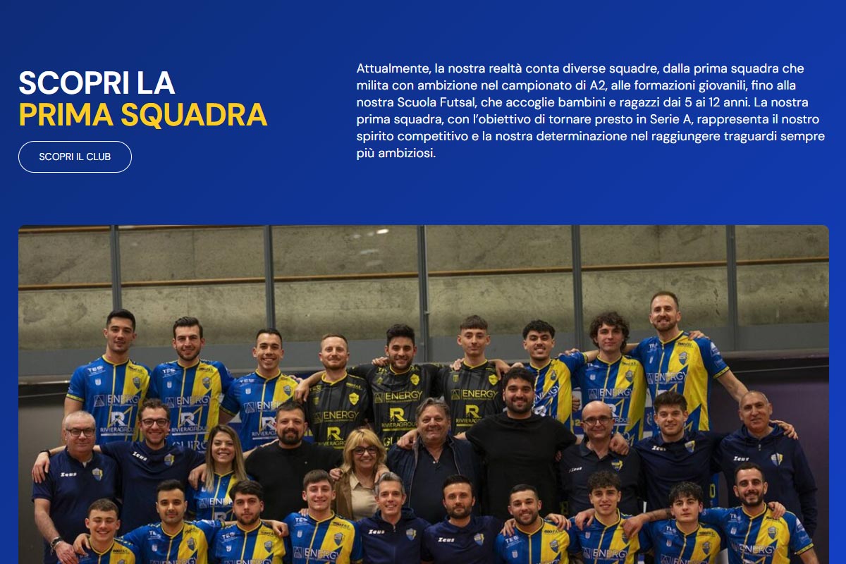 Presentazione della prima squadra sul sito Energy Saving Futsal