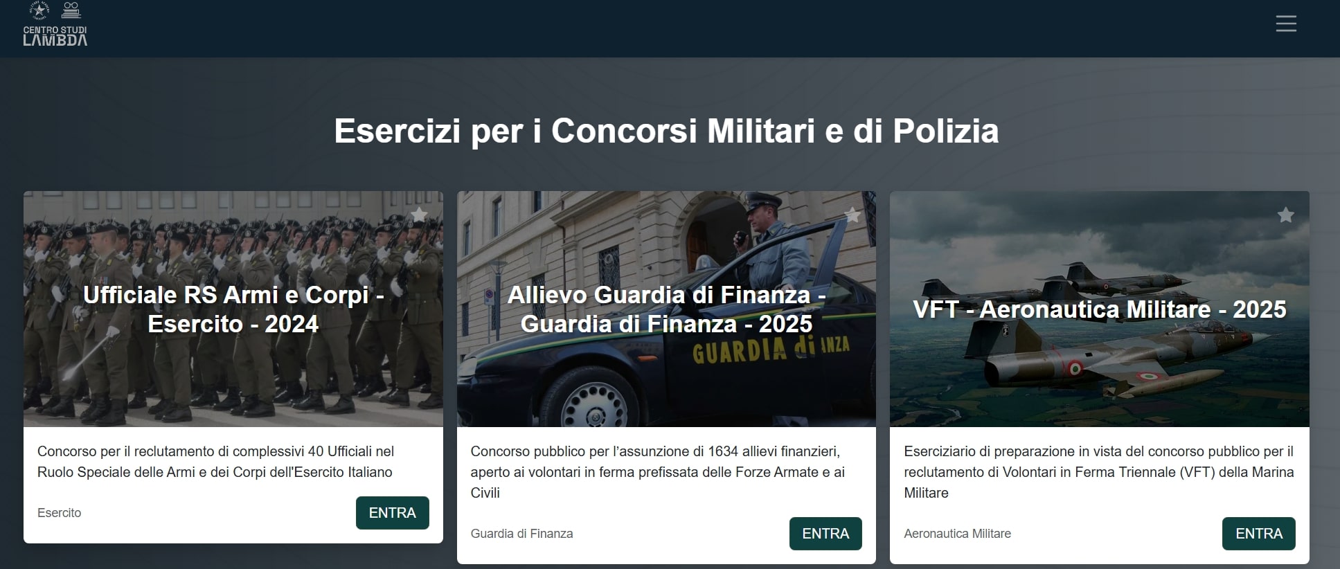 Catalogo delle esercitazioni nella piattaforma Centro Studi Lambda