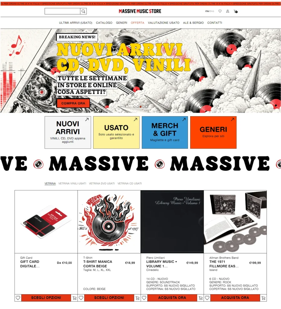 Interfaccia del progetto Massive Music Store
