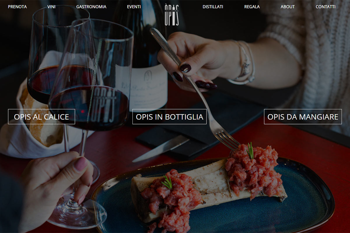 Homepage OPIS con i percorsi dedicati a vino e gastronomia